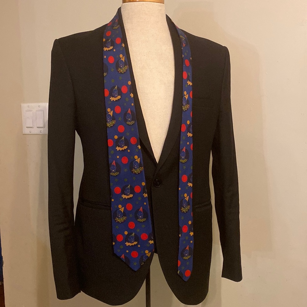 Vintage Yves Saint Laurent silk mens tie clowns